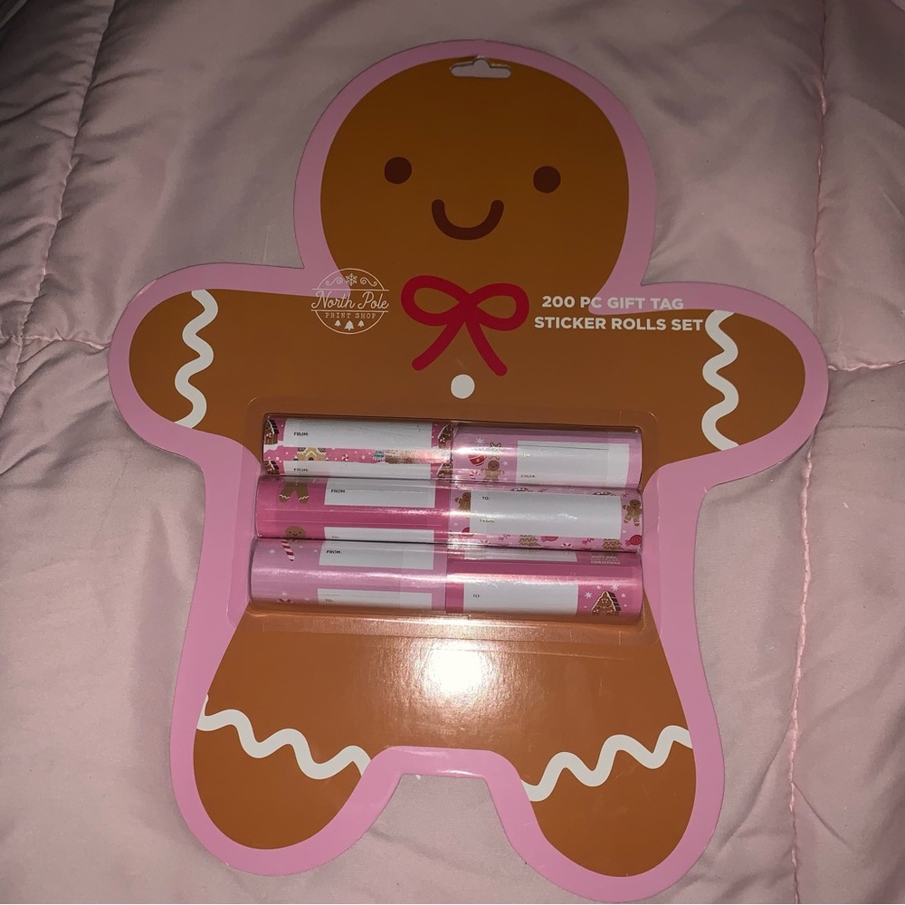 NEW Pink Gingerbread Coquette Sticker Gift Tags NWT